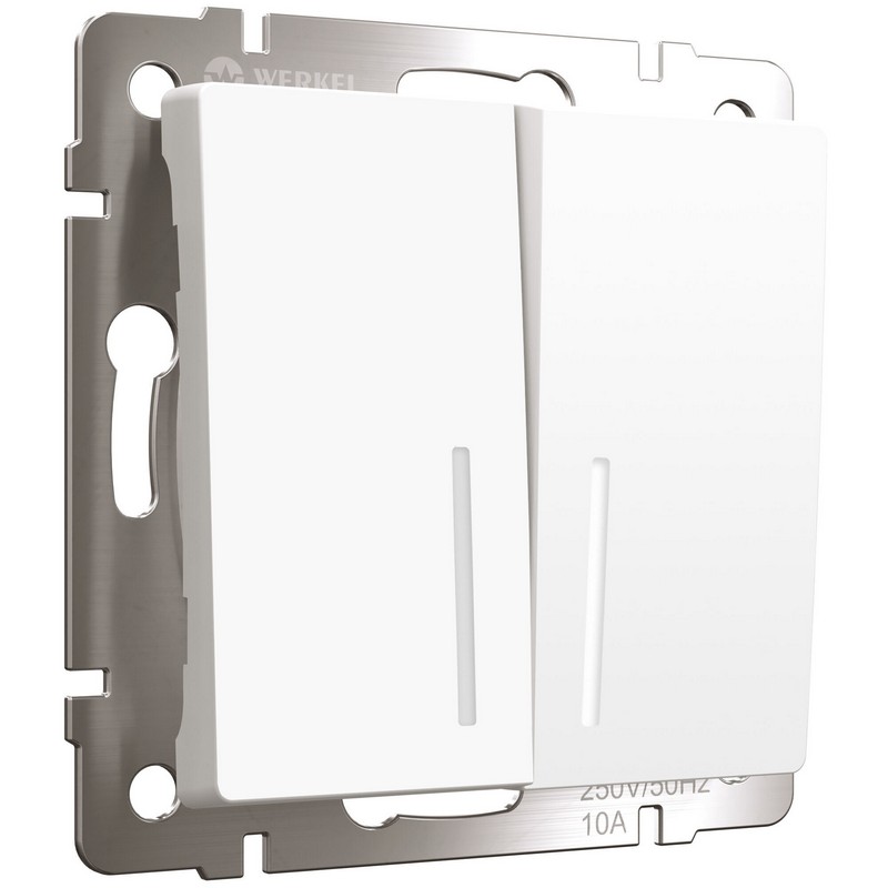 Werkel Белый матовый механизмы Выключатель Werkel двухклавишный проходной с подсветкой (белый матовый) W1122161
