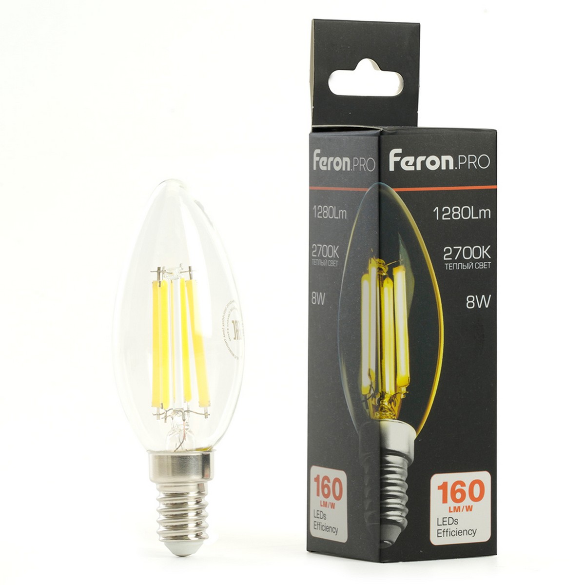 E14 Лампа светодиодная Feron.PRO LB-1208 Свеча E14 8W 175-265V 2700K 51247 