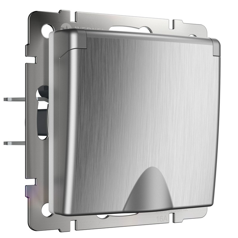 Werkel Серебряный рифленный механизмы Розетка электрическая Werkel влагозащ. с зазем.,защит. крышк. и шторк. (cеребр. рифленый) WL1171209