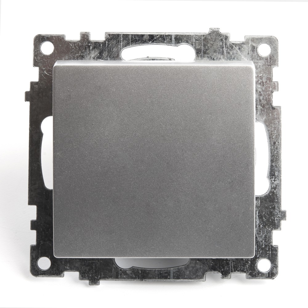 Катрин - Розетки и выключатели Stekker Выключатель 1-клавишный STEKKER GLS10-7103-03 250V 10А Катрин серебро 39575