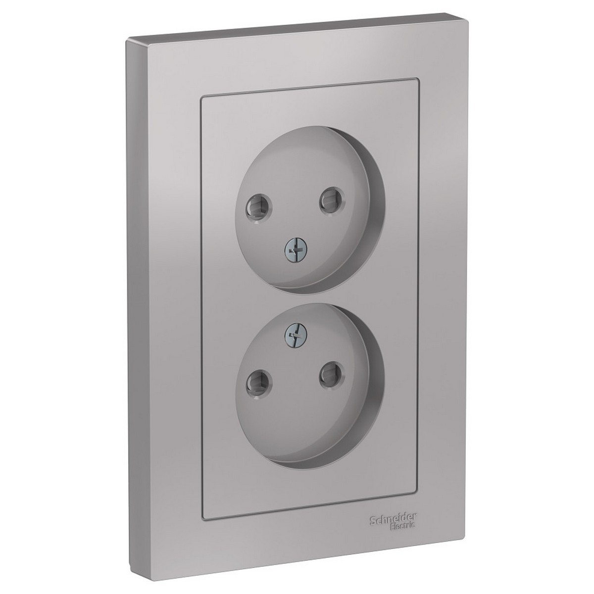 AtlasDesign Алюминий Розетка Systeme Electric AtlasDesign Алюминий б/з двойная, со шторками,16А, в сборе ATN000322