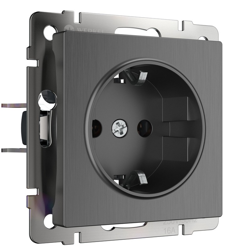 Werkel Графит рифленый механизмы Розетка с заземлением Werkel W1171004 графит рифленый IP20