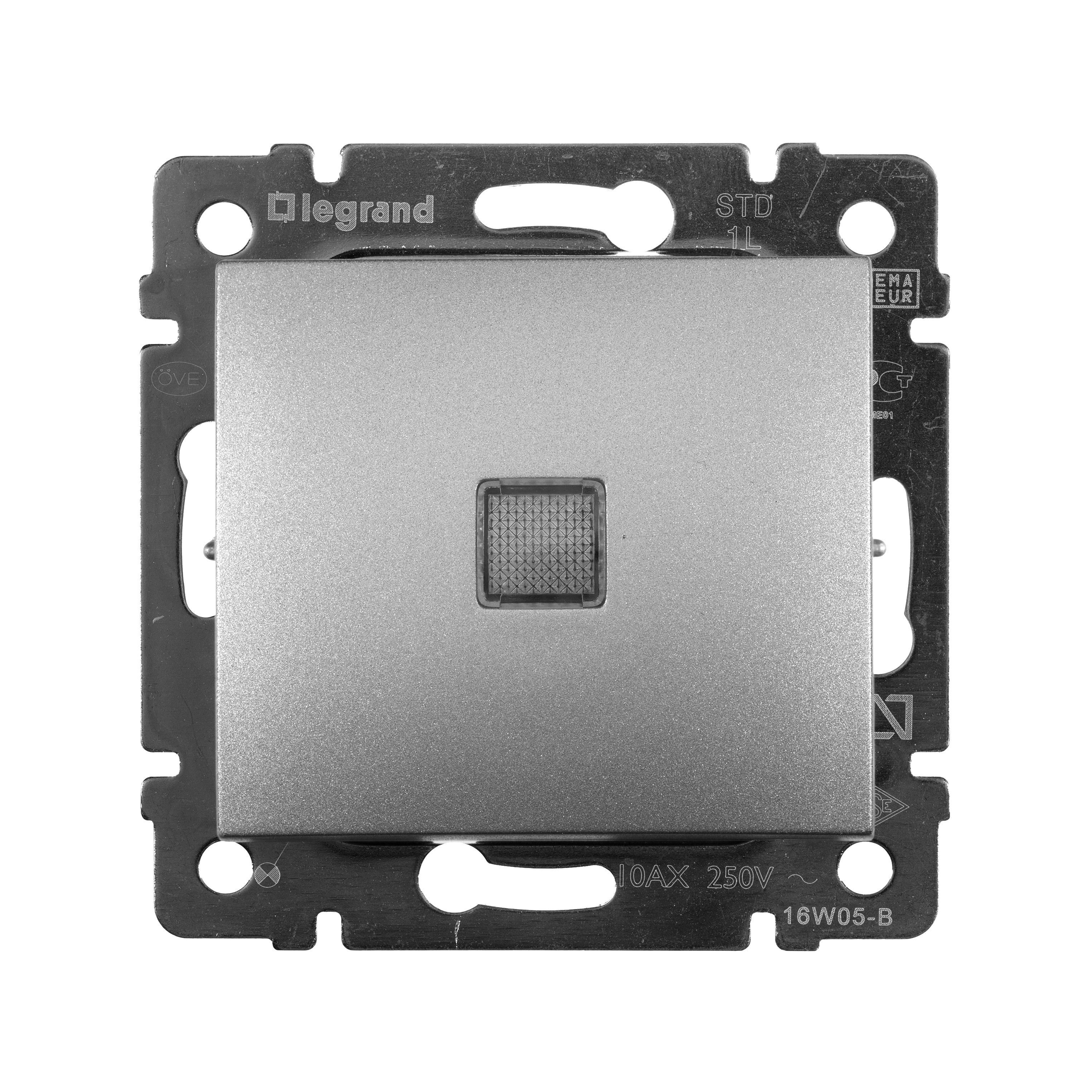 Legrand Valena Classic Алюминий Выключатель Legrand Valena Алюминий 1-клавишный с подсветкой 770110