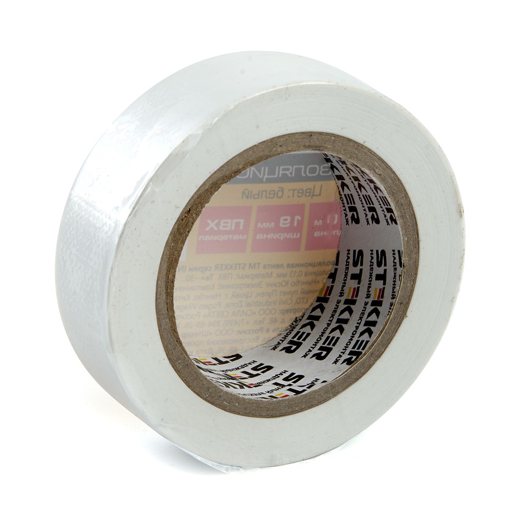 Изолента STEKKER INTP01319-10 0,13*19 10 м. белая 39907