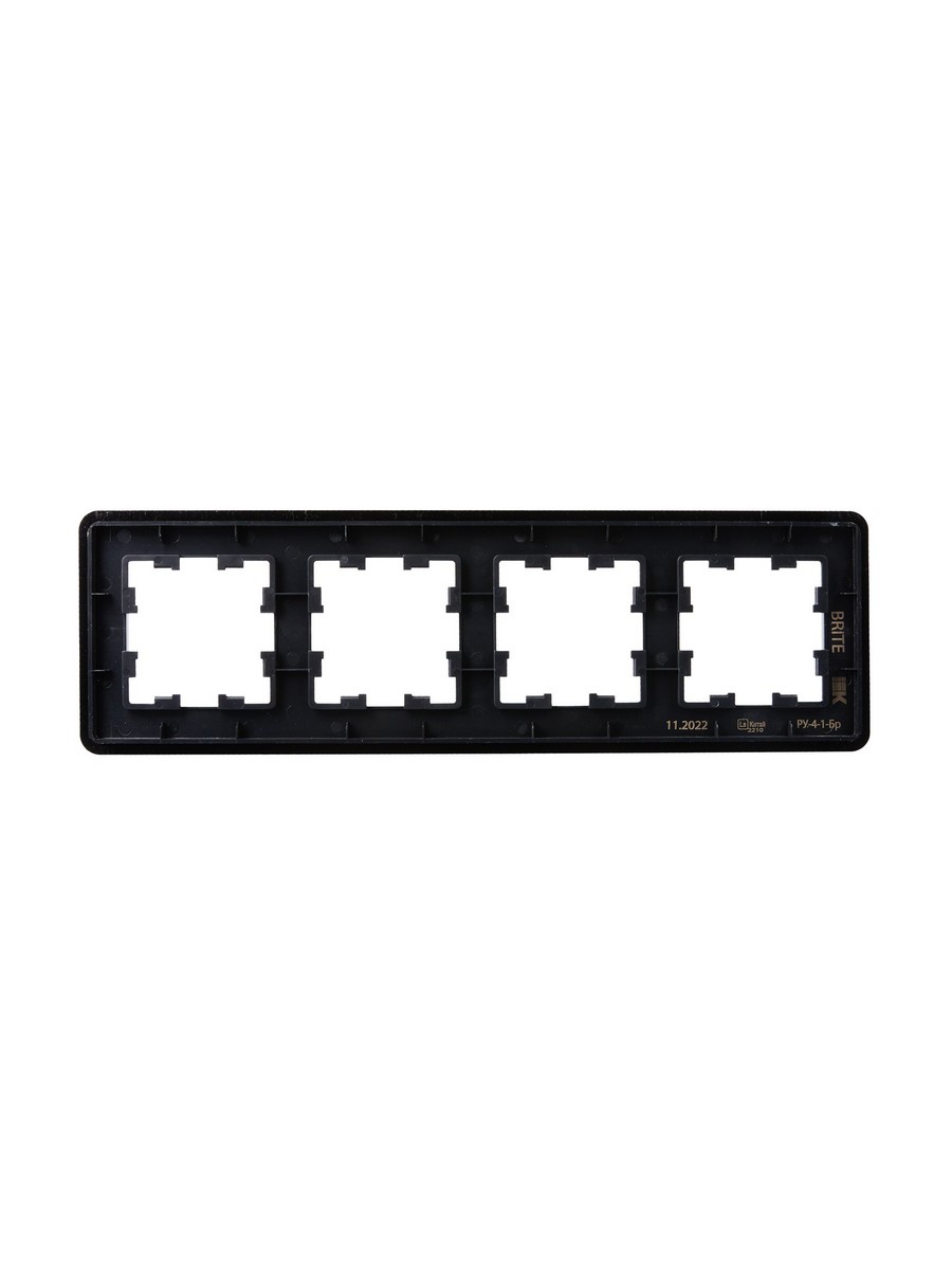 IEK Brite Рамки Рамка IEK BRITE DECOR Черный/алюм металл. скругл.угол 4-м РУ-4-1-Бр RE AL BR-M42-M-21-K02