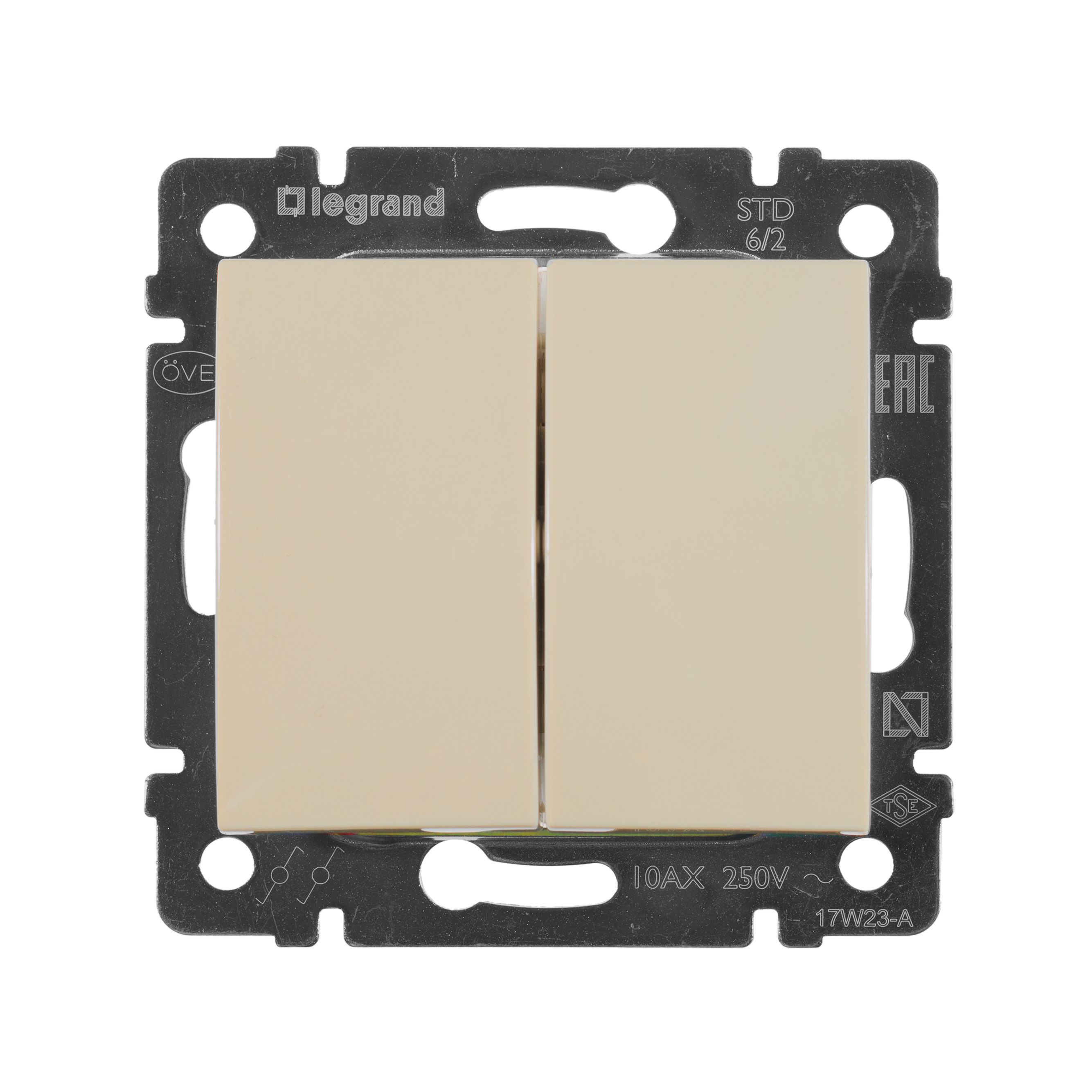 Legrand Valena Classic Кремовый Переключатель Legrand Valena Крем 2-х клавишный 774308