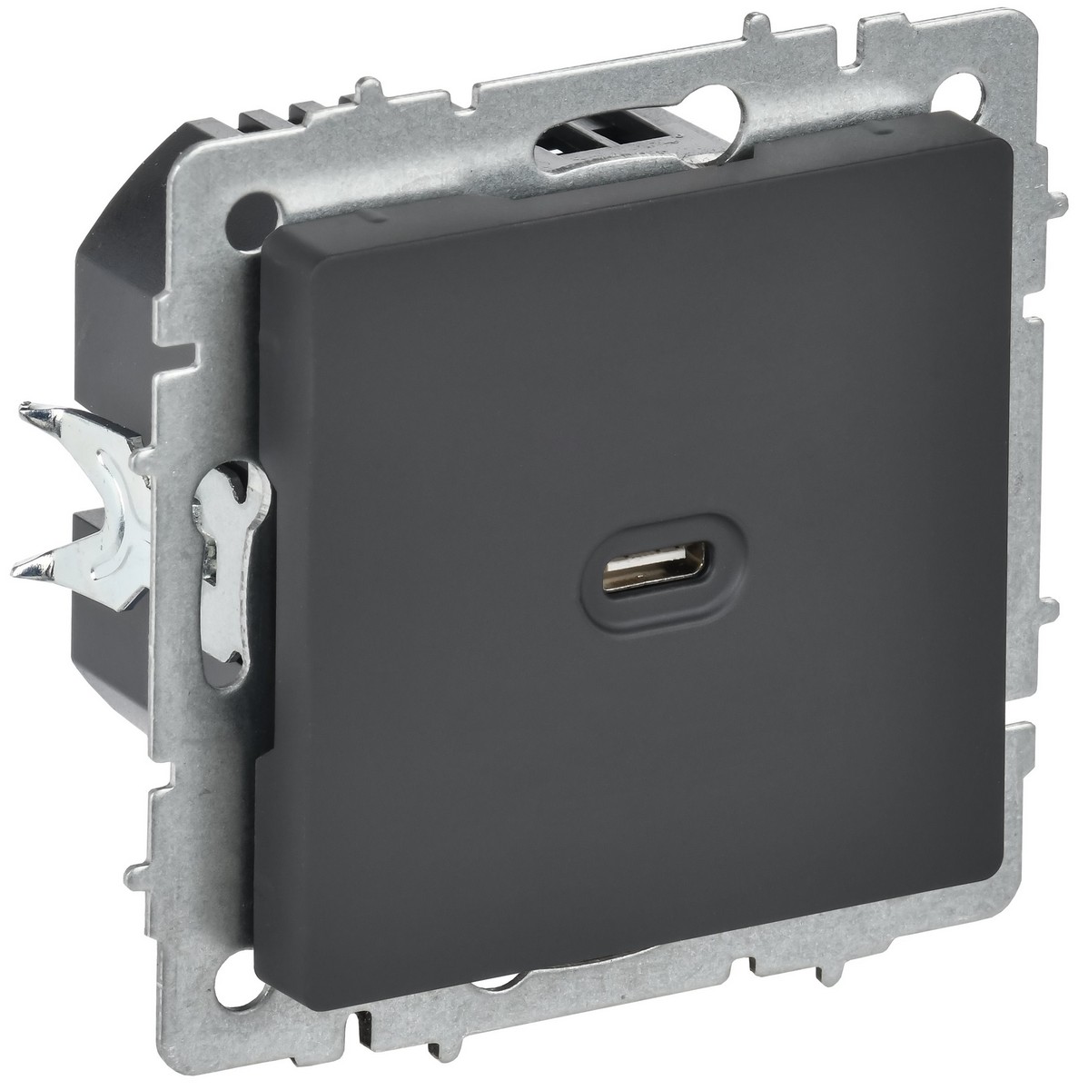 IEK Brite Графит Розетка USB IEK BRITE C 65Вт высокоскор. зар. РЮ12-1-БрГ графит