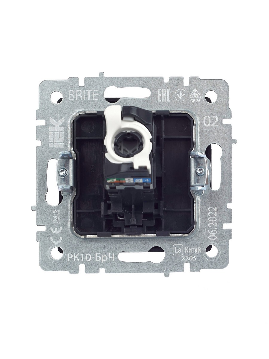 IEK Brite Черный Розетка IEK BRITE компьютерная RJ45 кат.5E РК10-БрЧ черный BR-K10-1-K02