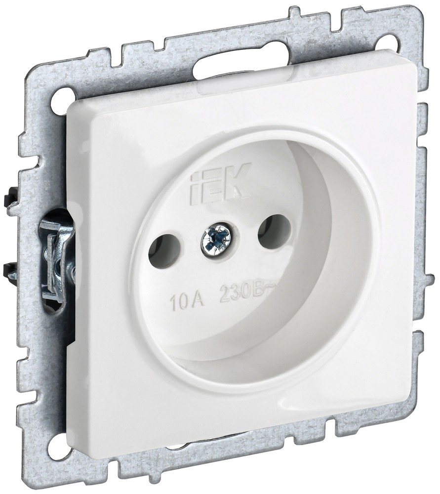 IEK Brite Белый Розетка IEK BRITE б/з без шторок 10А РС10-1-0-БрБ белый BR-R10-10-K01