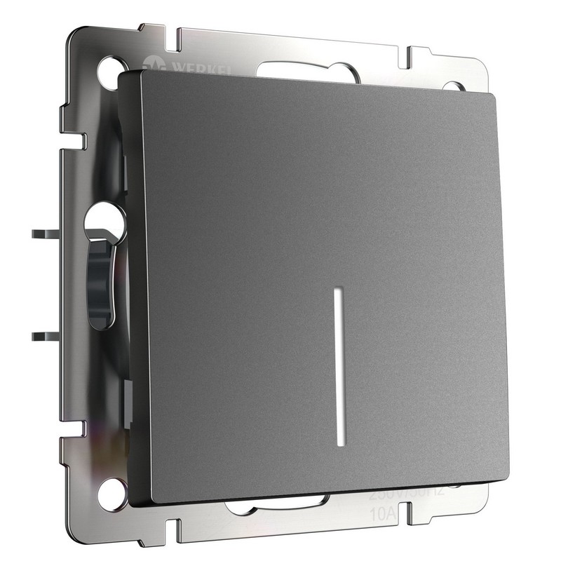 Werkel Графит матовый Выключатель Werkel одноклавишный проходной с подсветкой (графит матовый) W1112164