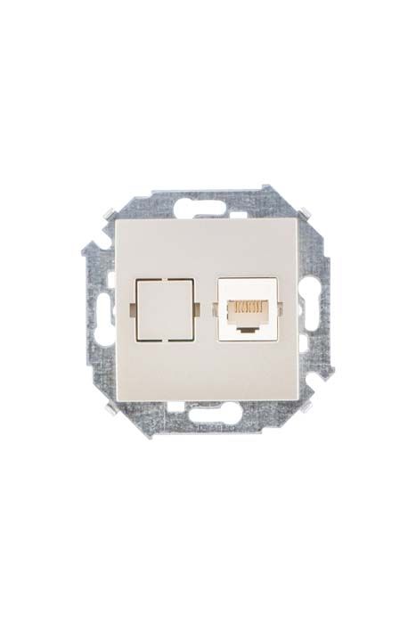 Розетки и выключатели Simon 15 Шампань Розетка компьютерная Simon 15 Шампань 1-ая RJ45 кат.5е 1591598-034