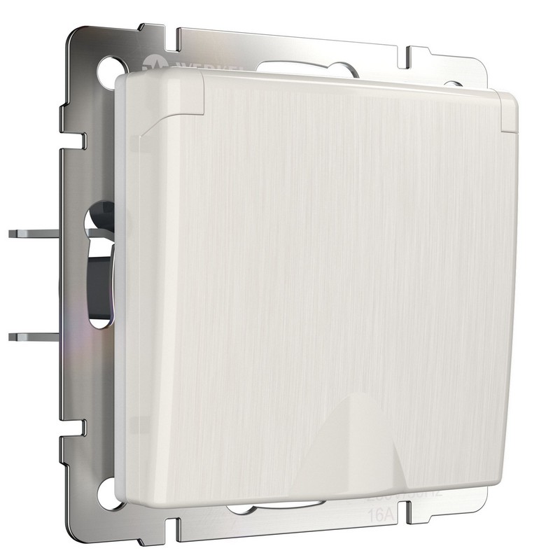 Werkel Перламутр рифленый механизмы Розетка влагозащ. Werkel  с зазем. с защит. крышкой и шторками перламутровый рифленый W1171213