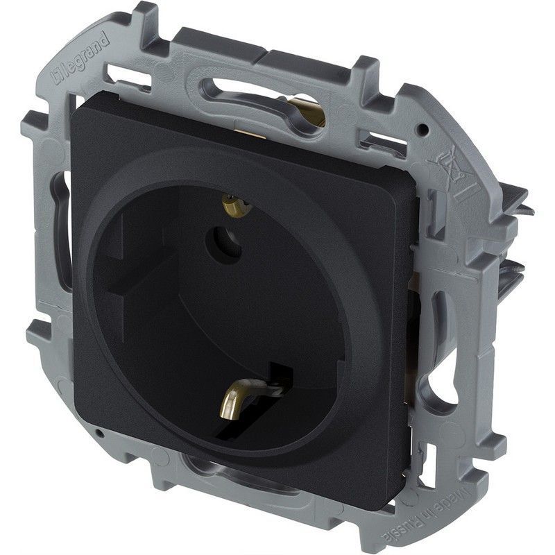 Legrand Inspiria Антрацит Розетка Legrand INSPIRIA Антрацит с заземлением со шторками 16 А 250 В 673733