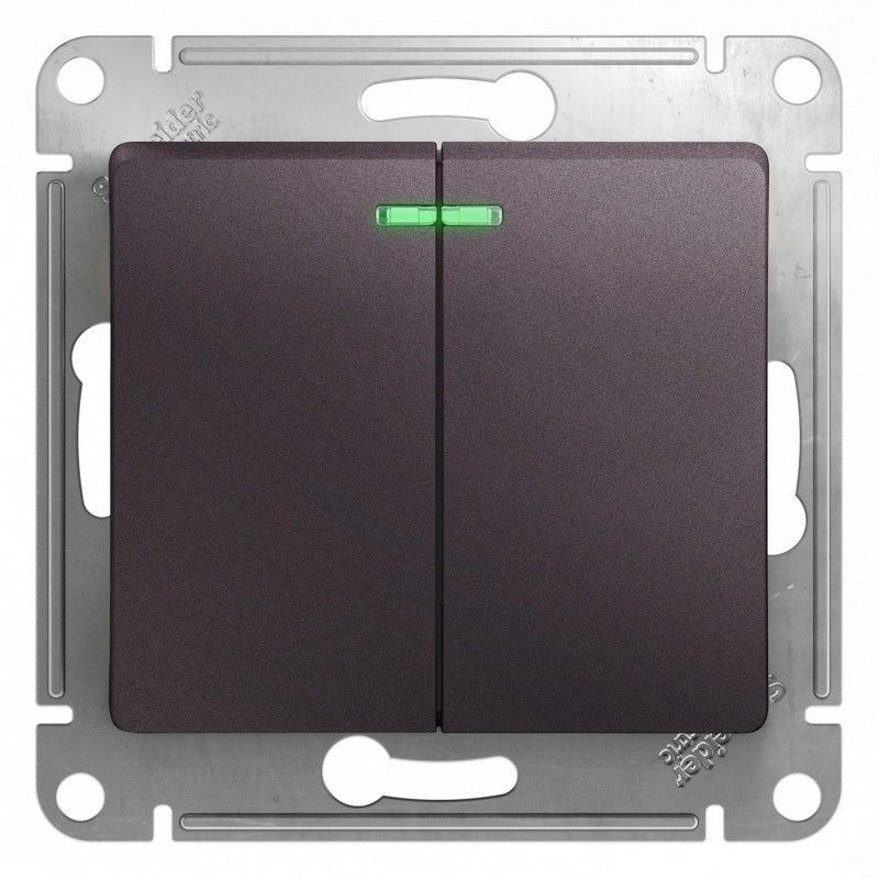 Glossa Сиреневый туман Выключатель 2-клавишный Systeme Electric Glossa Сиреневый туман с подсветкой GSL001453