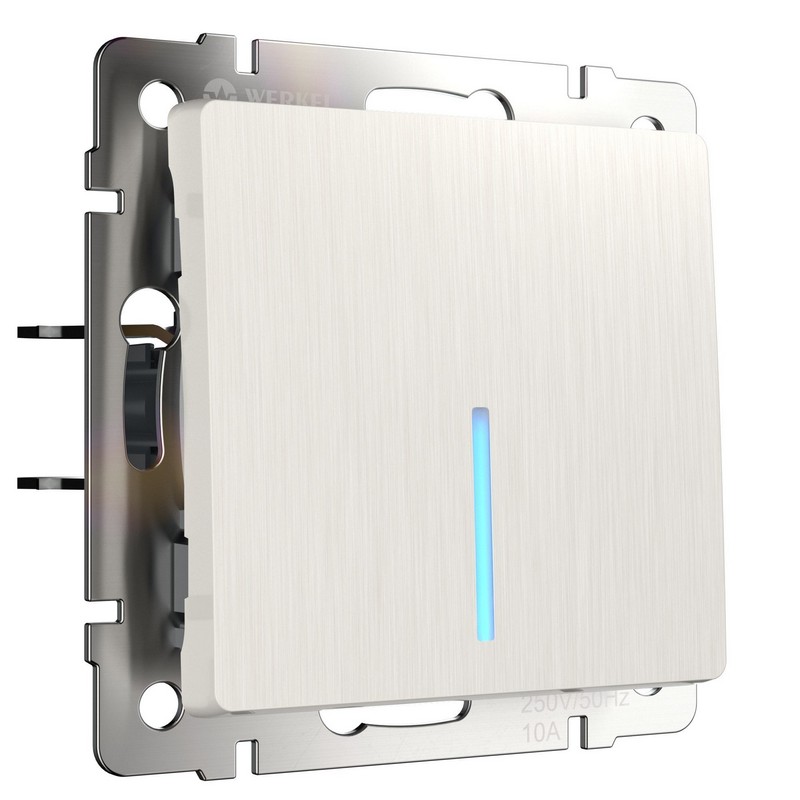 Werkel Перламутр рифленый механизмы Выключатель Werkel одноклавишный с подсветкой перламутровый рифленый W1110113