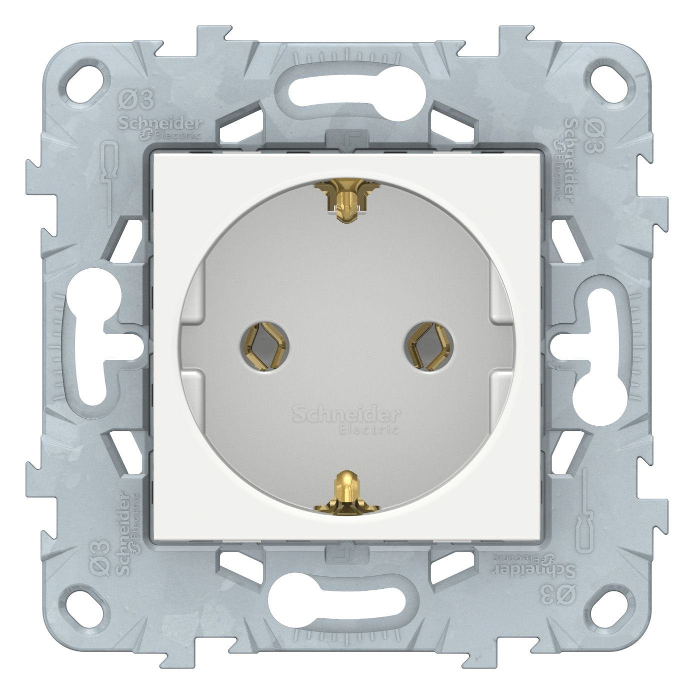 Розетки и выключатели Unica NEW белый Розетка Unica New Белый с/з без шторок винт. зажим 16А 250В NU503618