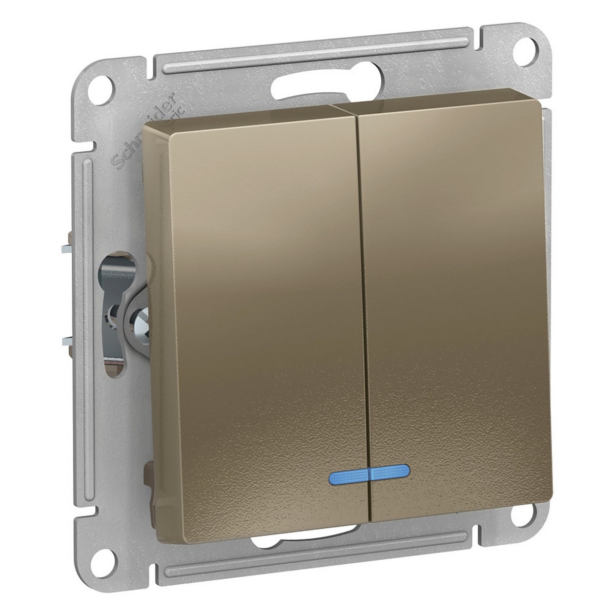 AtlasDesign Шампань Выключатель 2-клавишный Systeme Electric AtlasDesign Шампань с подсветкой, ATN000553