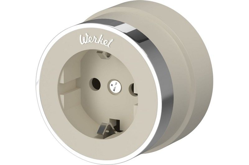 Werkel Ретро Розетка Werkel с заземлением (слоновая кость матовый/хром) W5871055