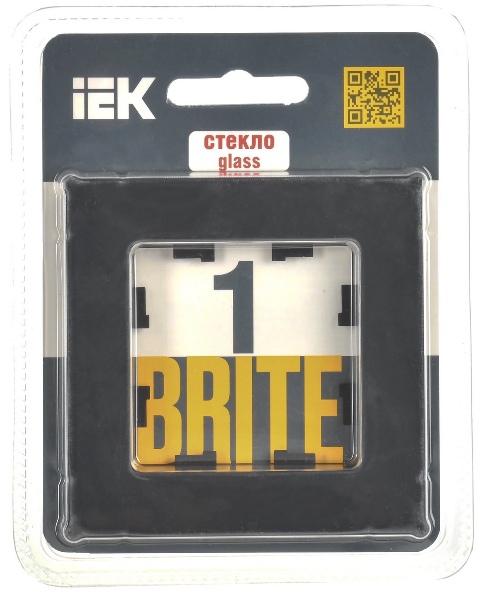 IEK Brite Рамки Рамка IEK BRITE DECOR Черный матовый стекло 1-м РУ-1-2-Бр BR-M12-G-31-K02