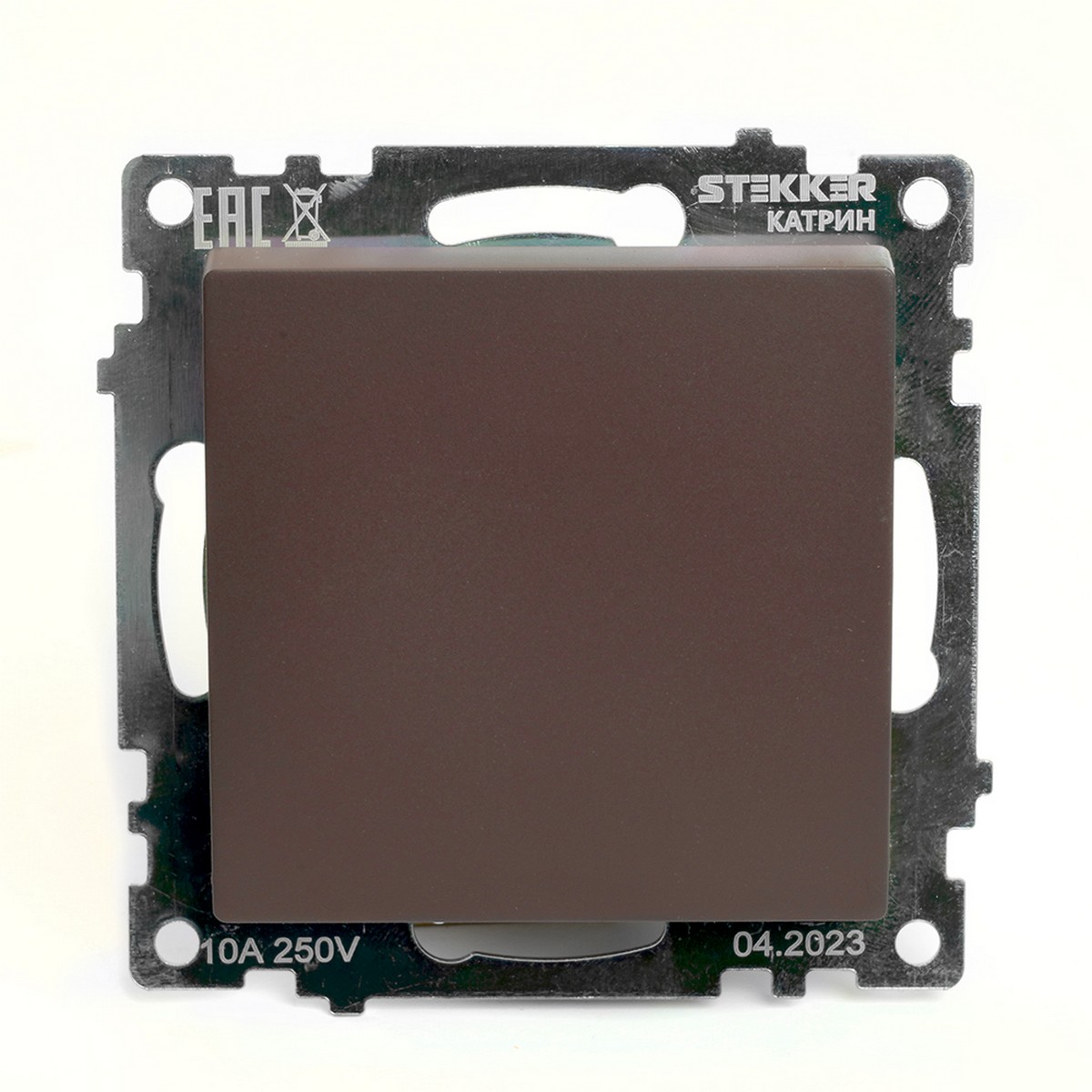 Катрин - Розетки и выключатели Stekker Переключатель STEKKER перекрестный 1-клавишный GLS10-7110-04 Катрин шоколад 49180