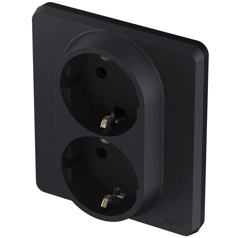 Legrand Inspiria Антрацит Розетка Legrand INSPIRIA Антрацит двойная с заземлением 16 А 250 В 673753