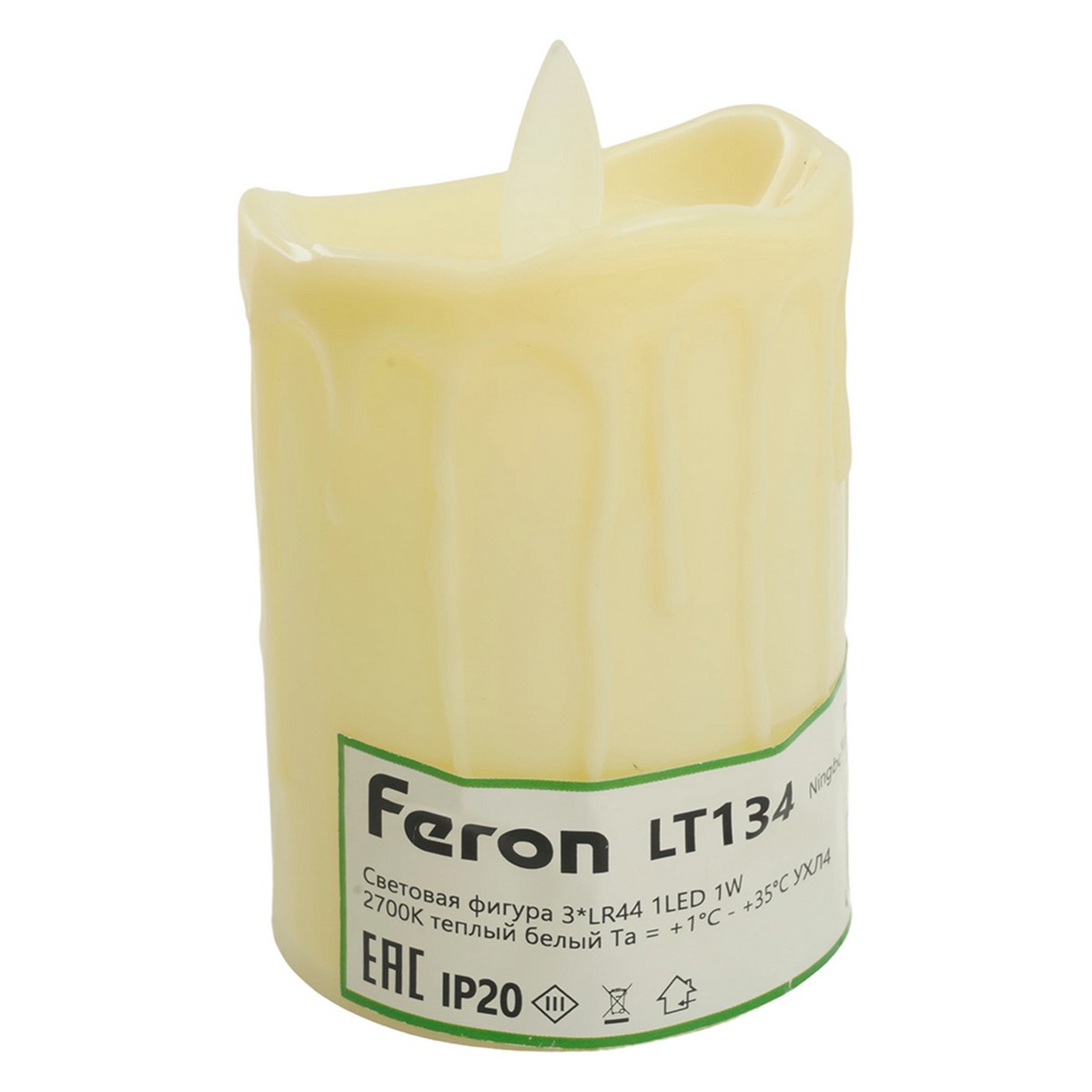 Световая фигура Feron LT134 Свеча "Пламя"1LED (батарейки в компл), 7,5см, белый 51459