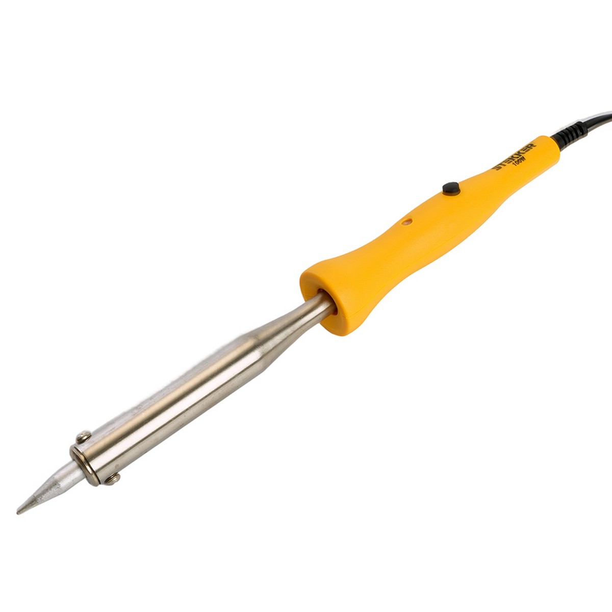 Паяльник STEKKER PLE201- 100 100W с кнопкой вкл., нихромовый нагреватель, долговечное жало, 230В 49803 фото