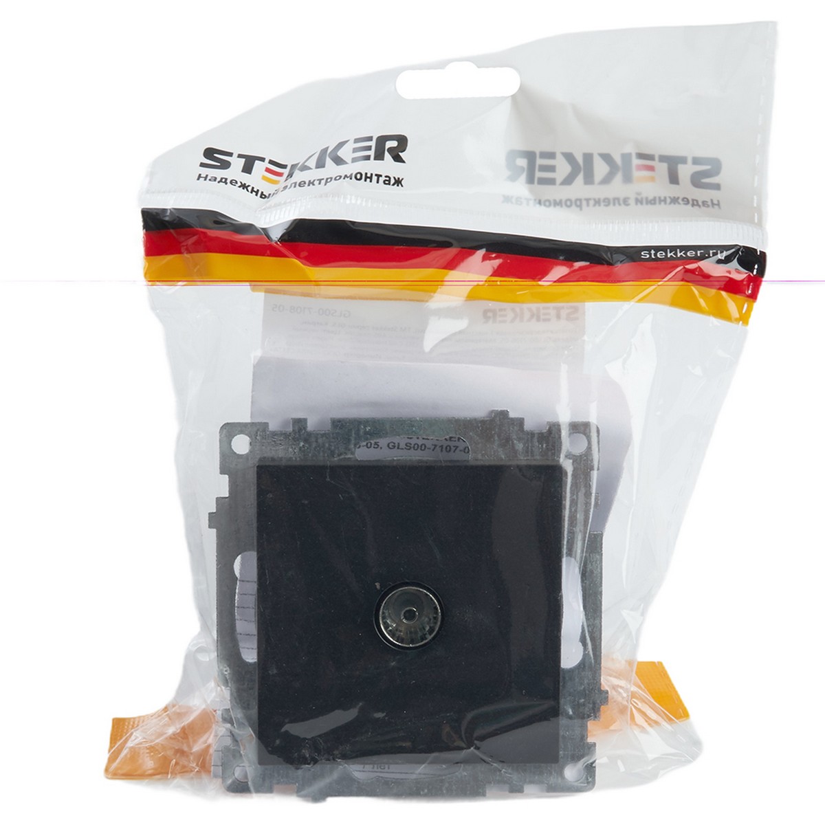 Катрин - Розетки и выключатели Stekker Розетка телевизионная 1-местная STEKKER GLS00-7108-05 75 Ом 5-862МГц Катрин черный 39614
