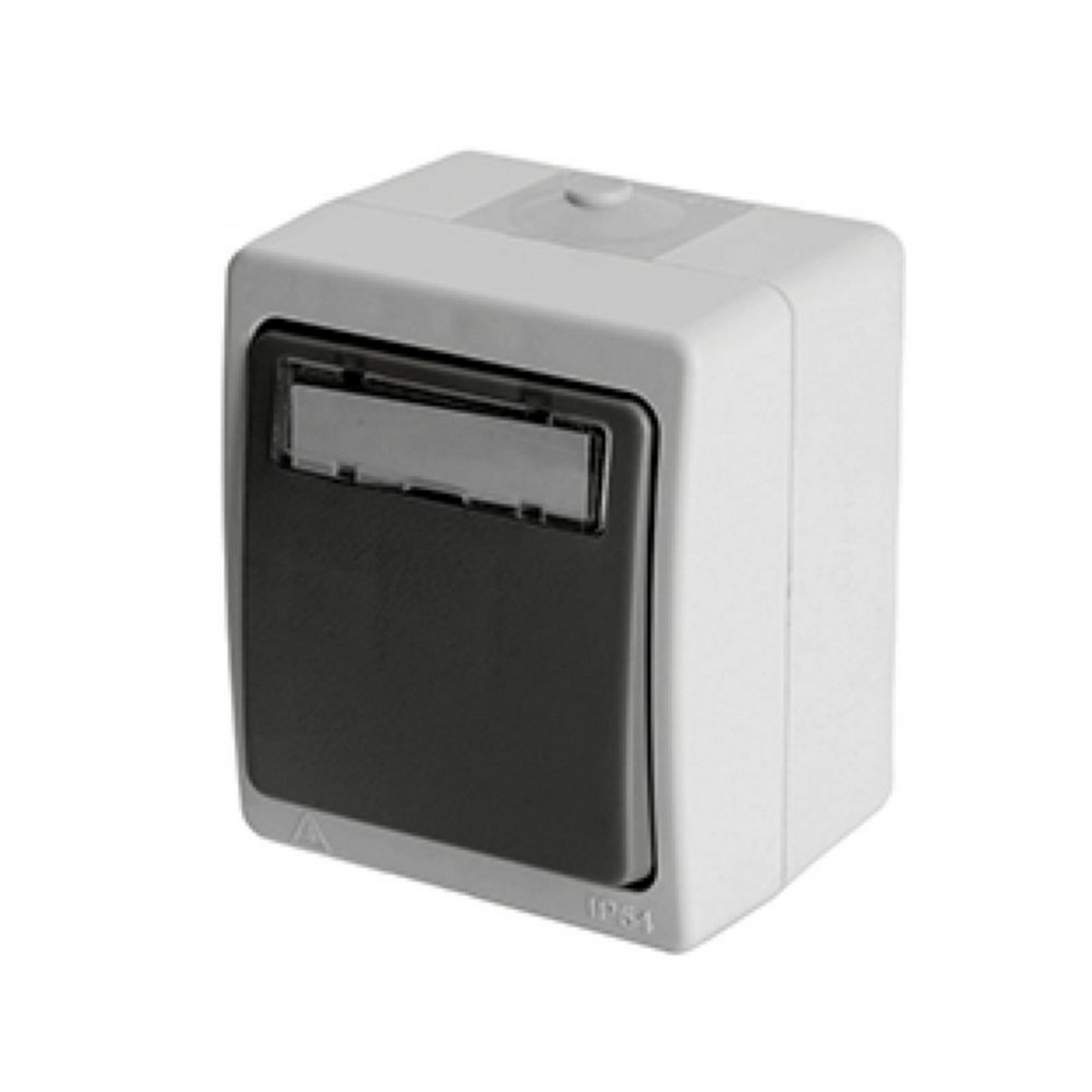 Накладные розетки и выключатели Stekker Выключатель 1-кл с окном для маркировки самовозвратный STEKKER PSW10-114-54 о/у IP54 серый/графит 49723