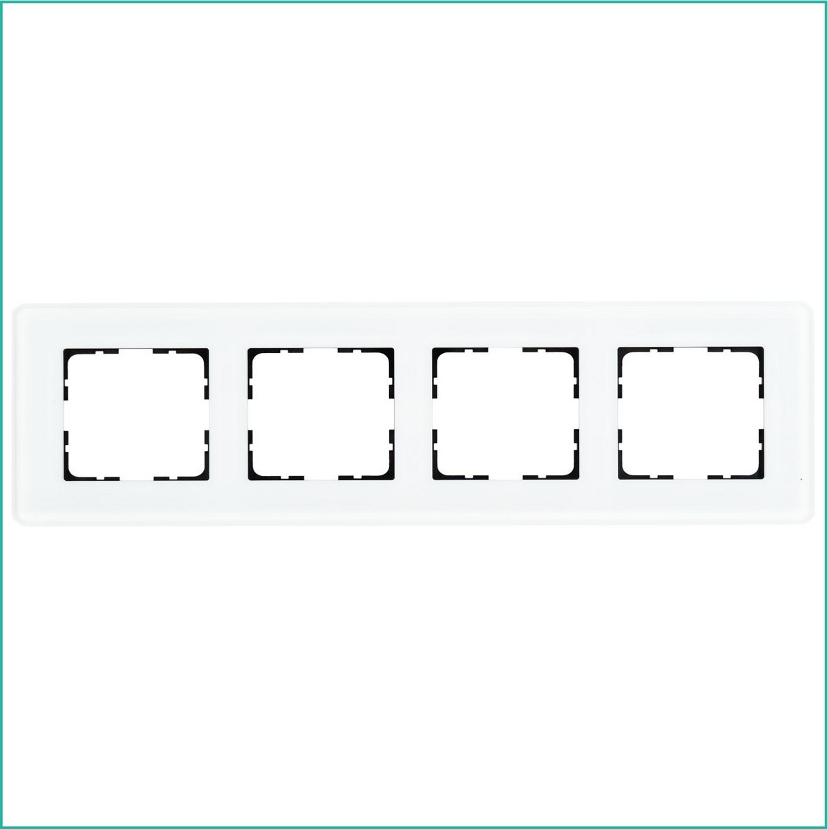 JASMART G - розетки и выключатели Рамка JASMART 4-постовая стекло матовое White Glass G1004GW-RM