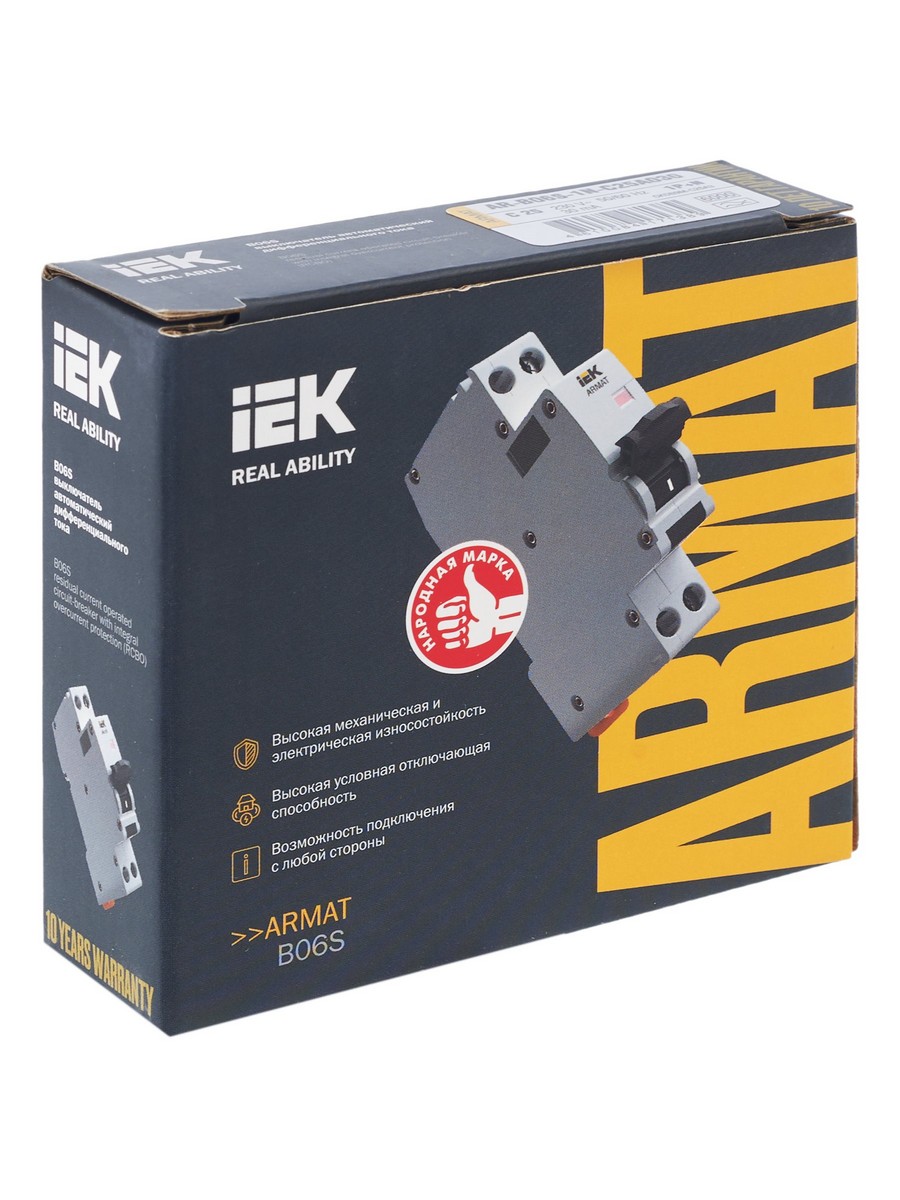 IEK АВДТ Дифф. Автомат IEK ARMAT B06S 1P+NP C25 30мА тип A (18мм) AR-B06S-1N-C25A030 