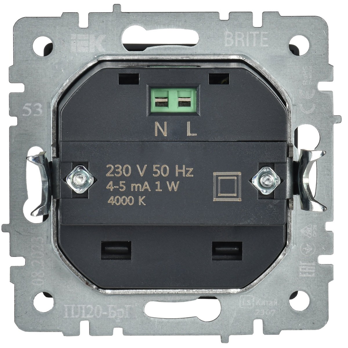 IEK Brite Графит Подсветка IEK BRITE LED встраиваемая ПЛ20-БрГ графит BR-FL20-K53