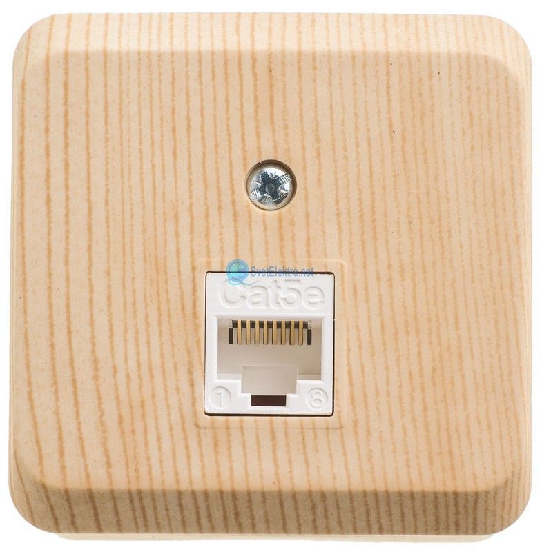 Этюд Кремовый Розетка компьютерная Systeme Electric Этюд наружный Бежевый RJ45 кат.5E KOMA-001K