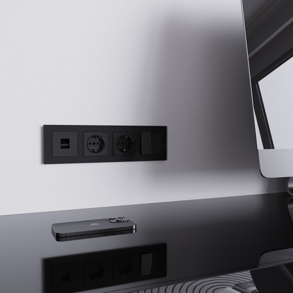 Werkel Черный акрил Розетка Werkel Ethernet RJ-45 (черный акрил) W11810480