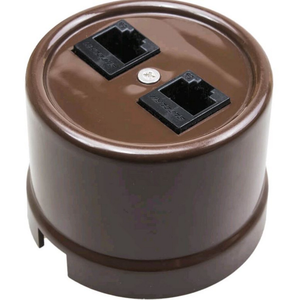 Bironi Лизетта - Ретро розетки и выключатели Розетка компьютерная RJ45 BIRONI Пластик Коричневый комп. 2-ая B1-302-22