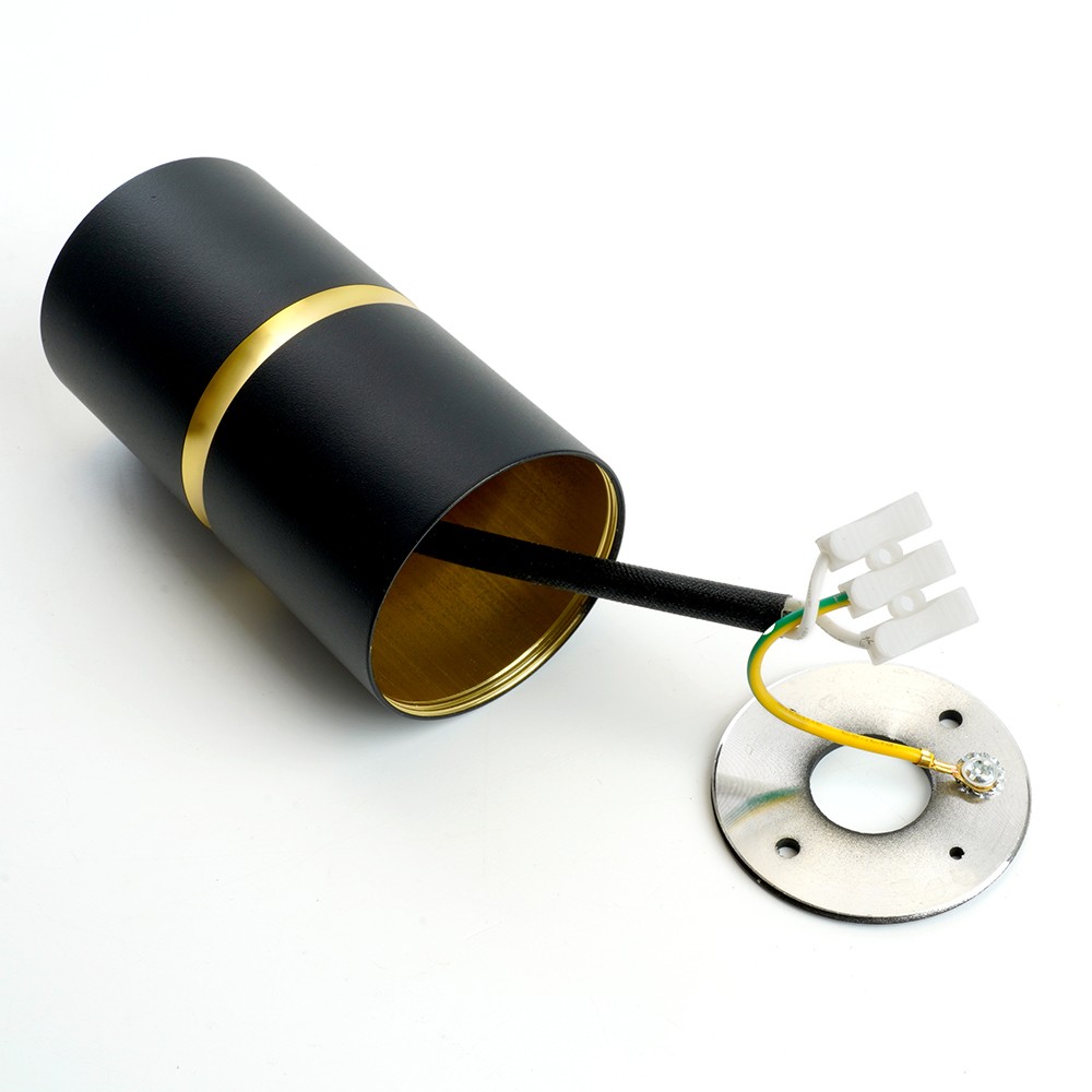 Светильники споты светодиодные Светильник спот потолочный Feron ML186 Barrel ZEN GU10 чёрный золото 48639 