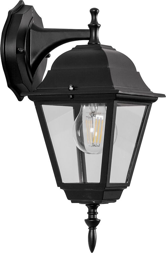 Уличные настенные светильники Светильник садово-парковый Feron PL4202 четырехгранный на стену вниз 100W E27 230V черный 11026