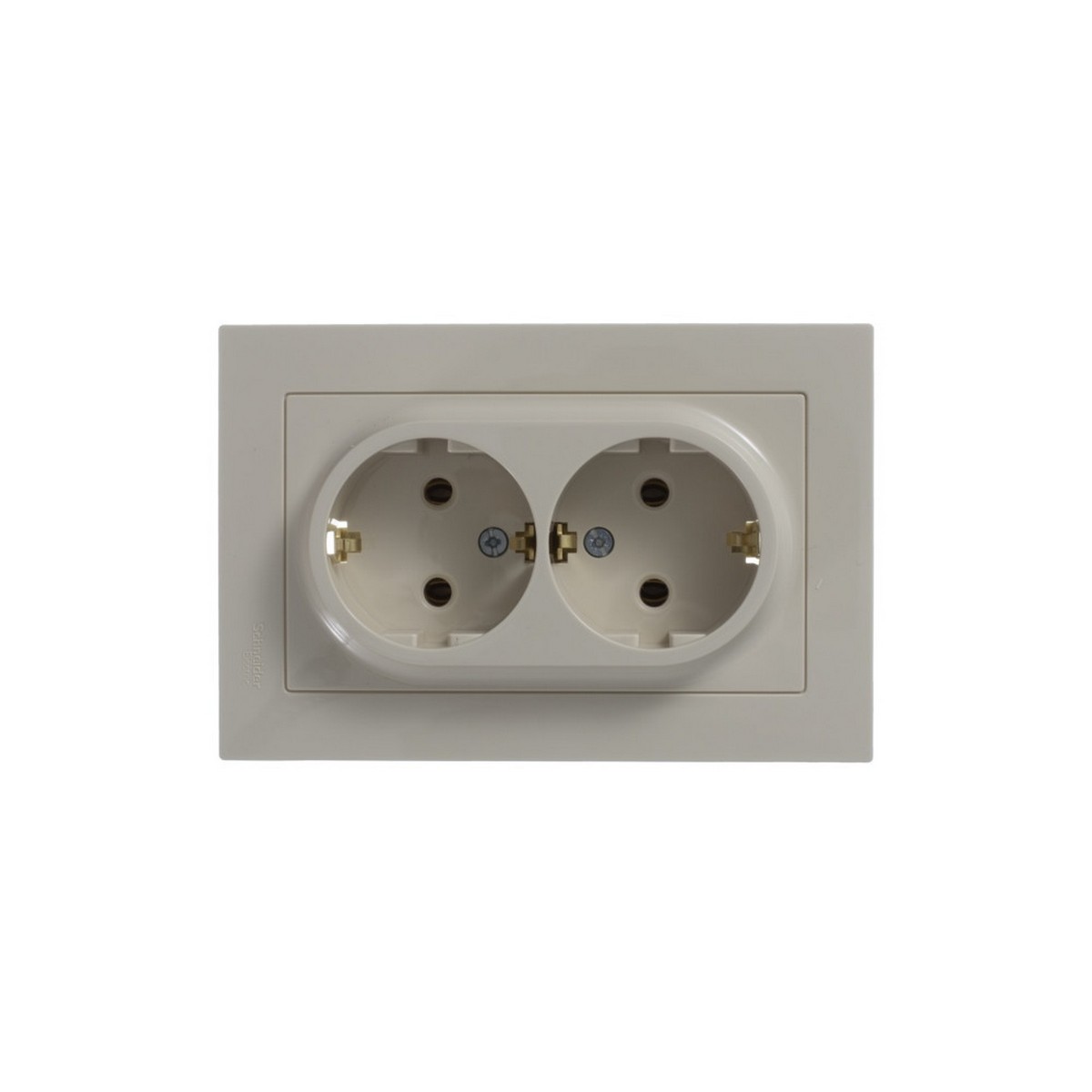 AtlasDesign Бежевый Розетка Systeme Electric AtlasDesign бежевый с/з двойная, 16А, в сборе ATN000224