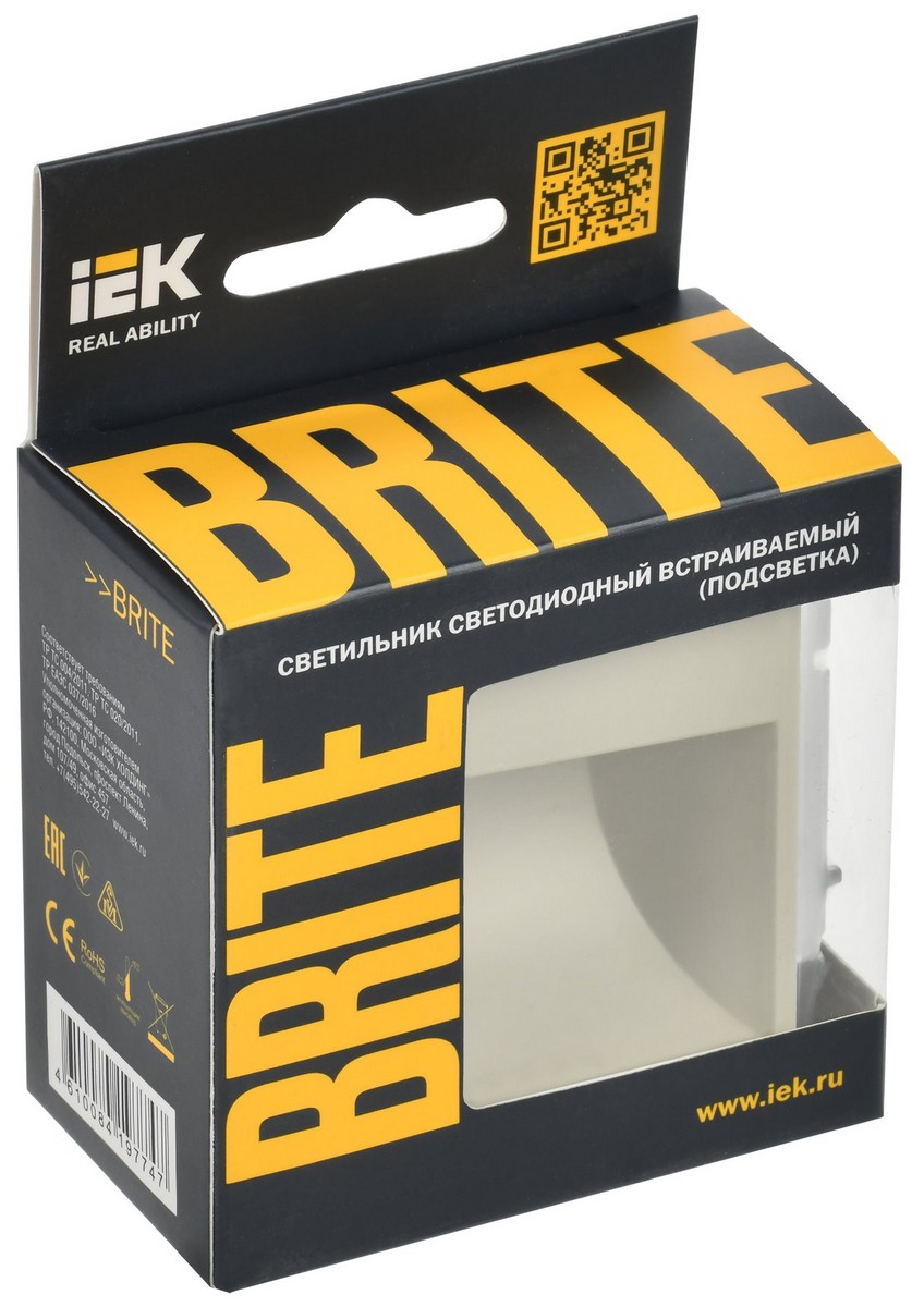 IEK Brite Бежевый Подсветка IEK BRITE LED встраиваемая ПЛ20-БрКр бежевый BR-FL20-K10