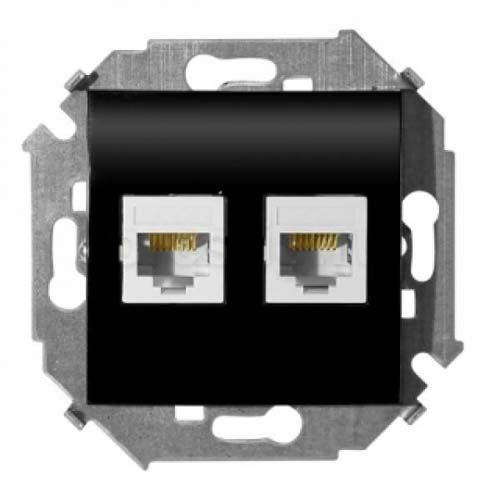 Розетки и выключатели Simon 15 Графит Розетка компьютерная Simon 15 Графит двойная 2хRJ45 кат.5е Systimax 1591593-038
