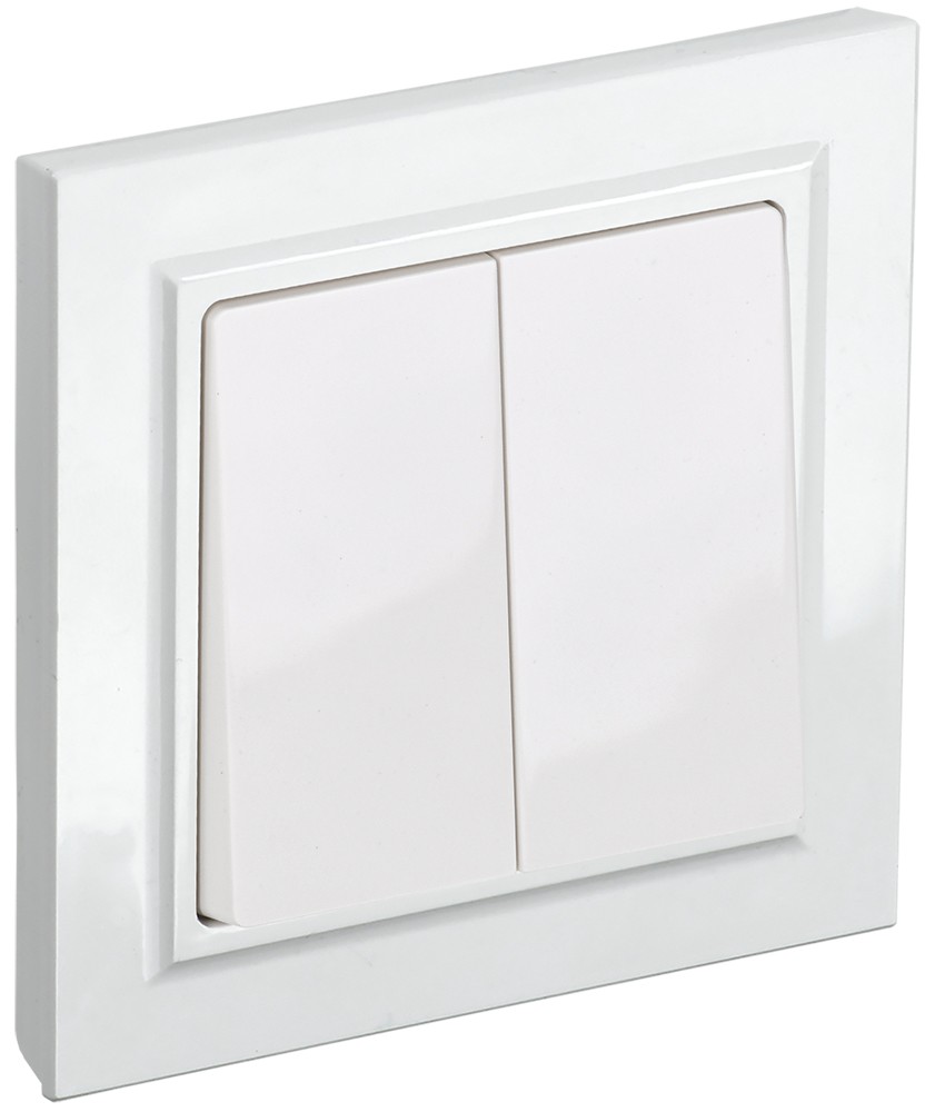 IEK Brite Белый Выключатель IEK BRITE 2-клавишный 10А в сборе ВСР10-2-0-БрБ белый BR-V20-0-10-K01-F
