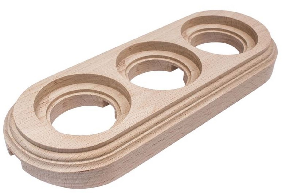 Bironi Лизетта - Ретро розетки и выключатели Рамка 3-ая BIRONI Натурэль на бревно 280мм BFC28-630-10