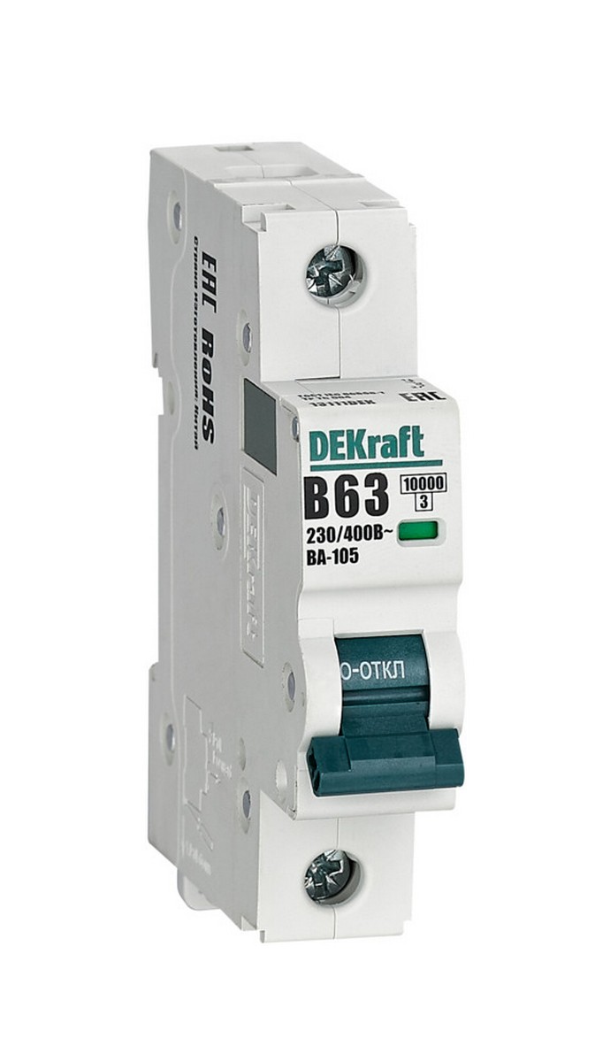 1 полюсные (однополюсные) Автоматический выключатель Dekraft ВА105-1P-050A-B 13110DEK