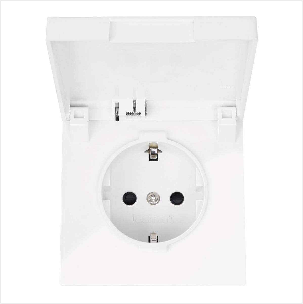 JASMART FD - розетки и выключатели Розетка JASMART FD SCHUKO с крышкой и защитными шторками белый глянцевый 5505W