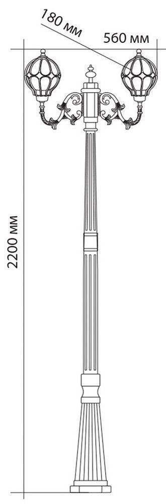 Уличные светильники столб Уличный светильник Feron PL3708 столб круглый 2*60W 230V E27, черное золото11384 