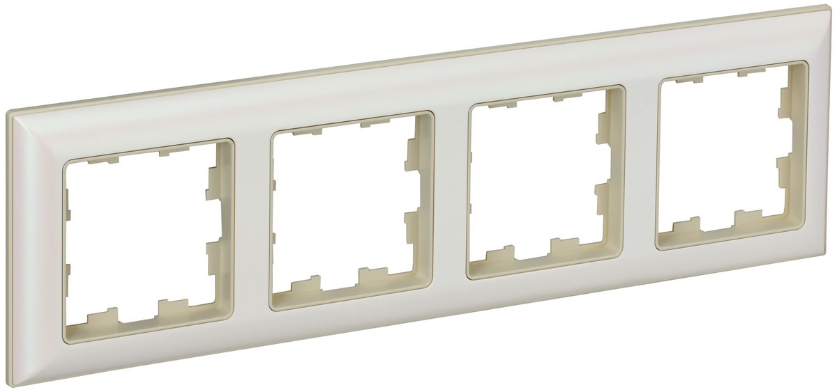IEK Brite Рамки Рамка IEK BRITE DECOR Жемчуг/беж 3D-форма 4-мест. РУ-4-Бр