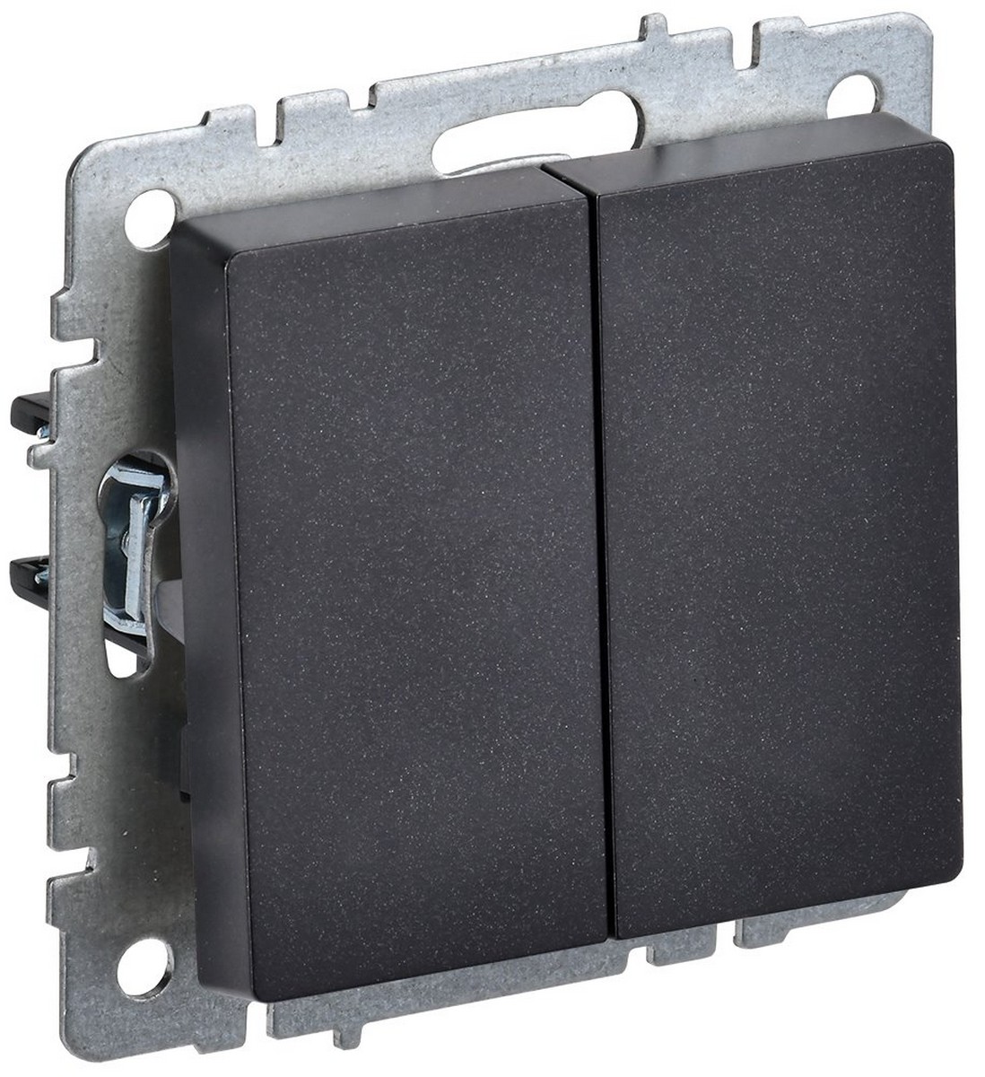 IEK Brite Черный Выключатель IEK BRITE 2-клавишный 10А ВС10-2-0-БрЧ черный BR-V20-0-10-K02
