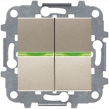 Механизмы ABB Zenit Шампань Выключатель 2-клавишный с индикацией 16А АББ Зенит (шампань)