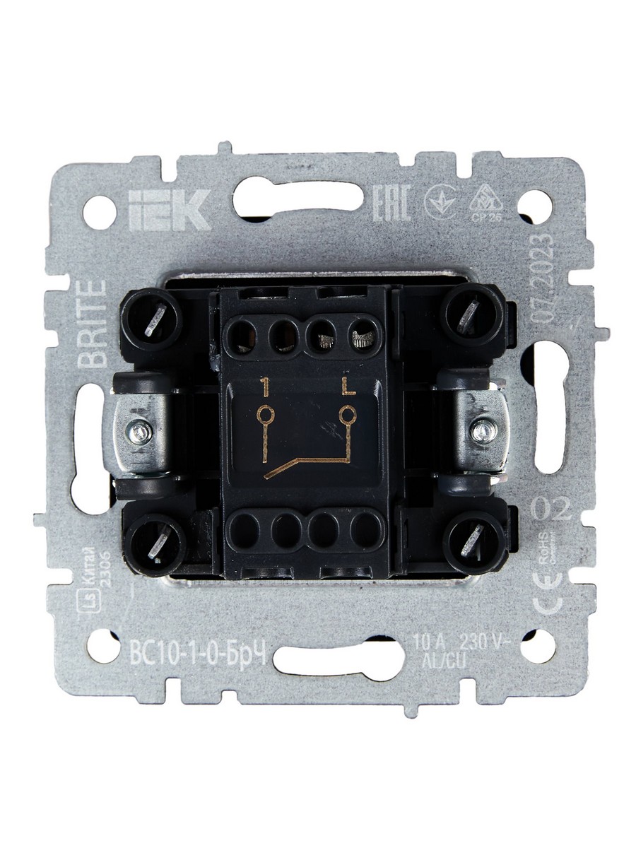 IEK Brite Черный Выключатель IEK BRITE 1-клавишный 10А ВС10-1-0-БрЧ черный BR-V10-0-10-K02