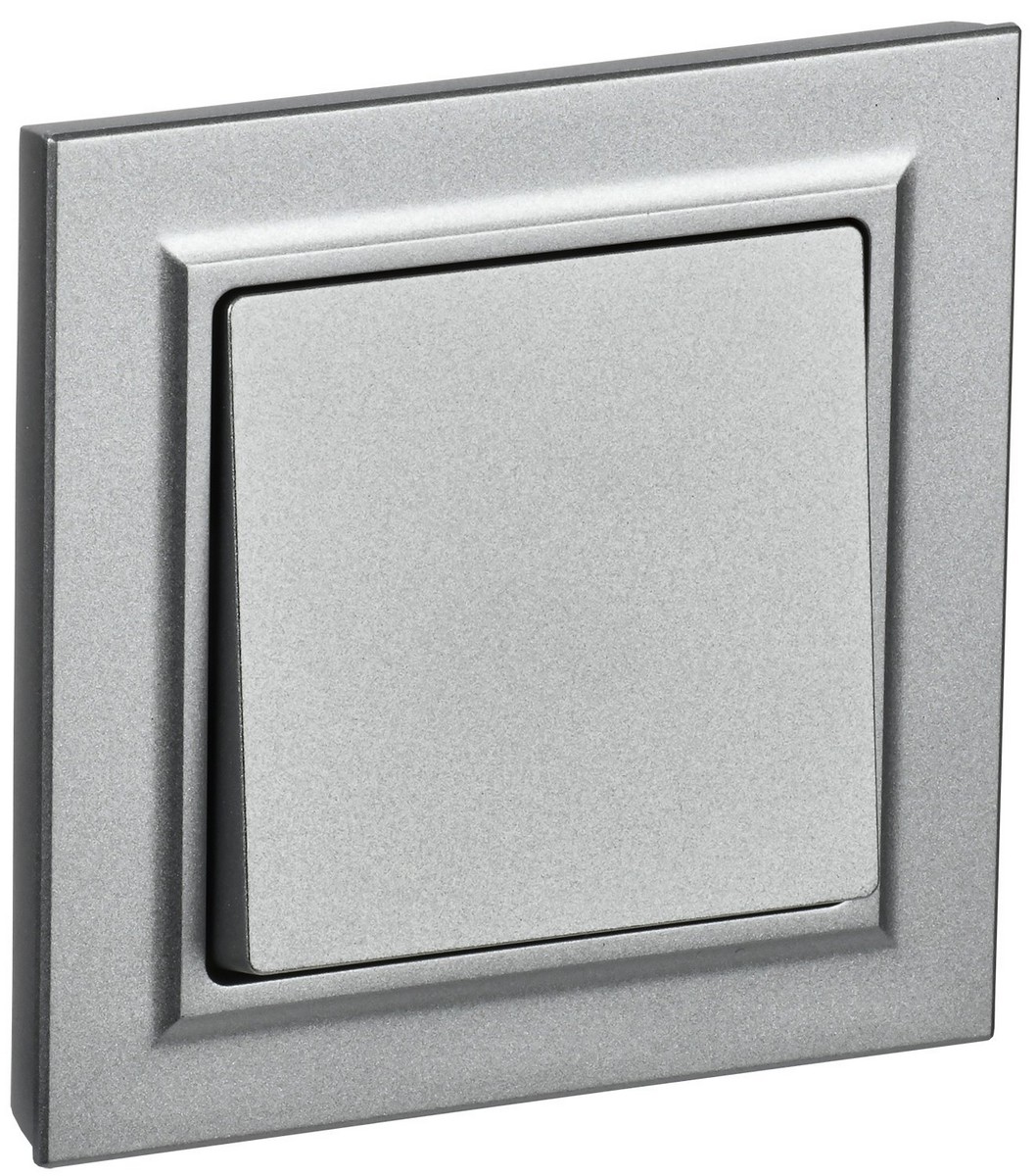 IEK Brite Алюминий Выключатель IEK BRITE Алюминий 1-кл. 10А в сборе ВСР10-1-0-БрА BR-V10-0-10-K47-F